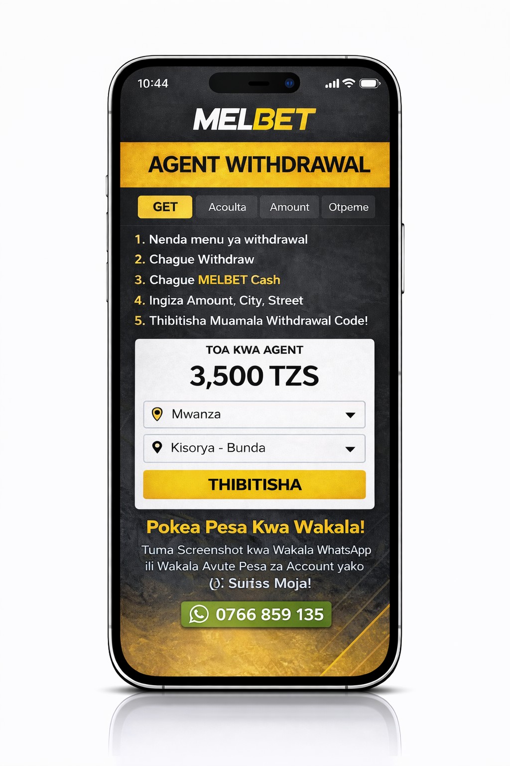 Melbet withdraw mockup